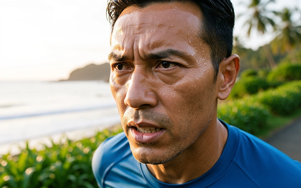 Active man jogging at sunrise