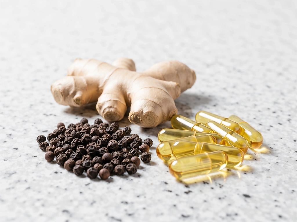 Natural supplement ingredients on granite